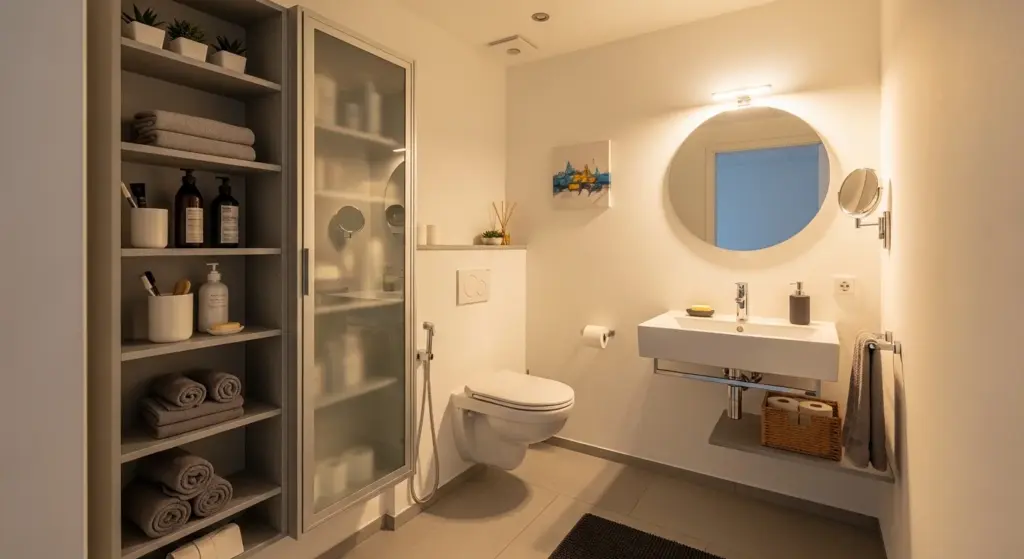 Vertical Storage Bathroom Design