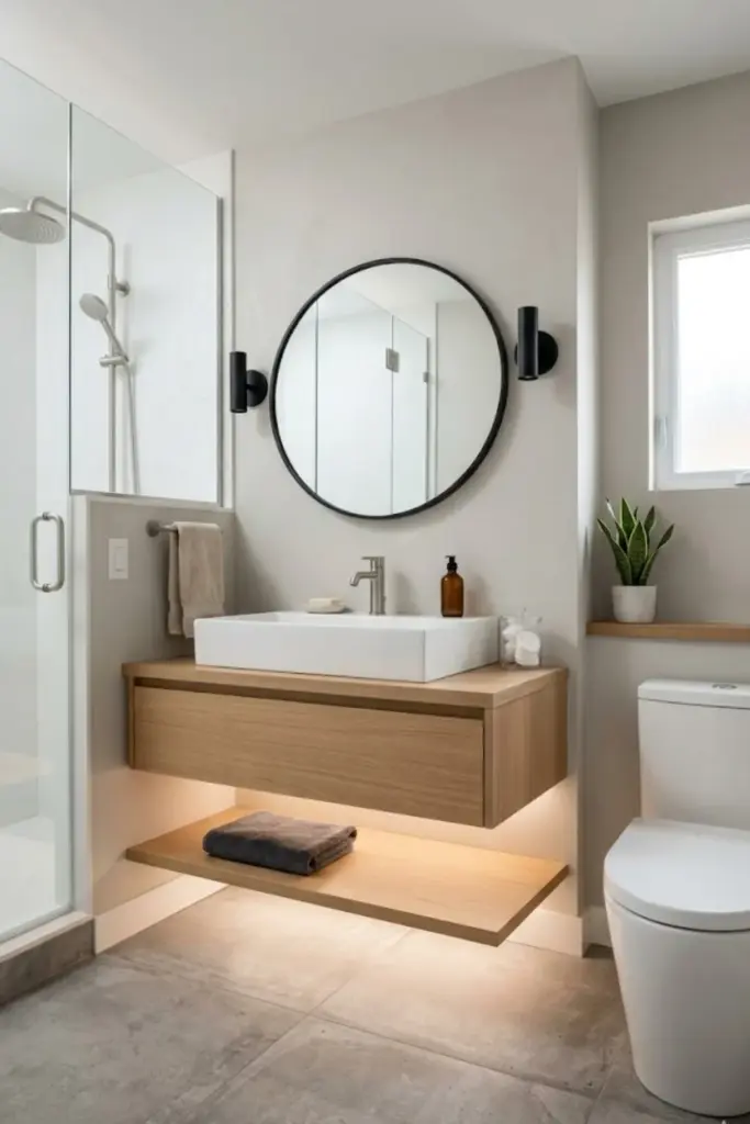 Modern small bathroom with floating vanity