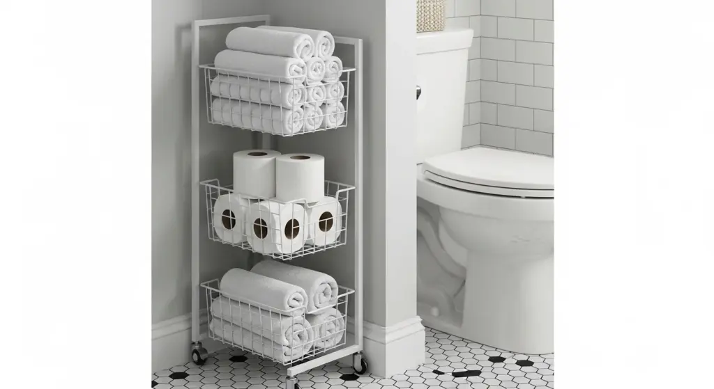 Use a Narrow, Roll-Away Storage Cart